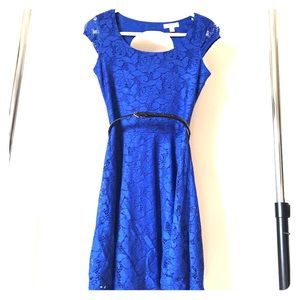 Candie’s Blue Floral Lace Design Cocktail Dress